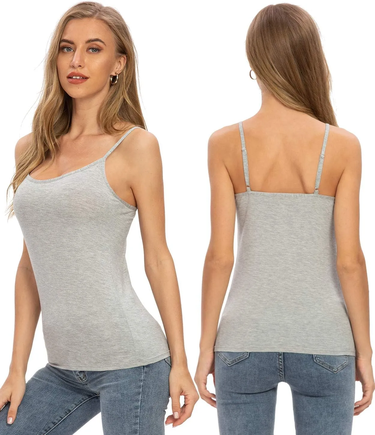 Air Curvey Women Camisole Tank Top Adjustable Straps Soft Basic Undershirts 2/4 Pack Layering Tops