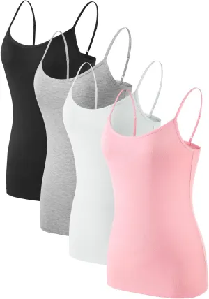 Air Curvey Women Camisole Tank Top Adjustable Straps Soft Basic Undershirts 2/4 Pack Layering Tops
