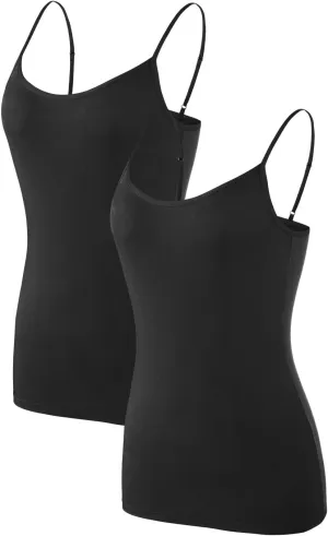 Air Curvey Women Camisole Tank Top Adjustable Straps Soft Basic Undershirts 2/4 Pack Layering Tops
