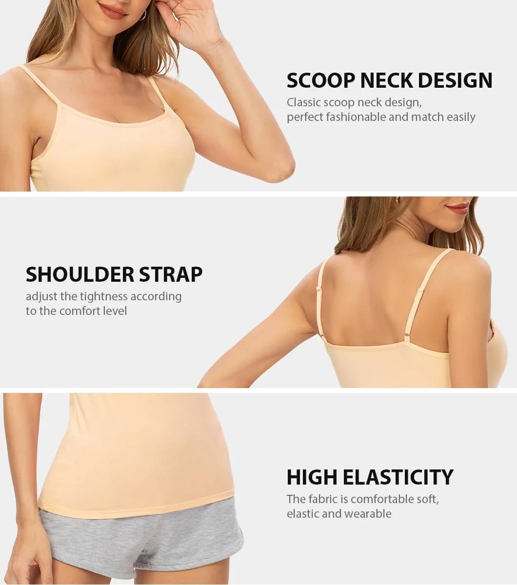 AMVELOP 2-4 PCS Camisole for Women Casual Sleeveless Layer Undershirt Adjustable Spaghetti Strap Tank Top Outfit