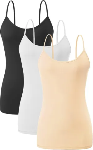 AMVELOP 2-4 PCS Camisole for Women Casual Sleeveless Layer Undershirt Adjustable Spaghetti Strap Tank Top Outfit
