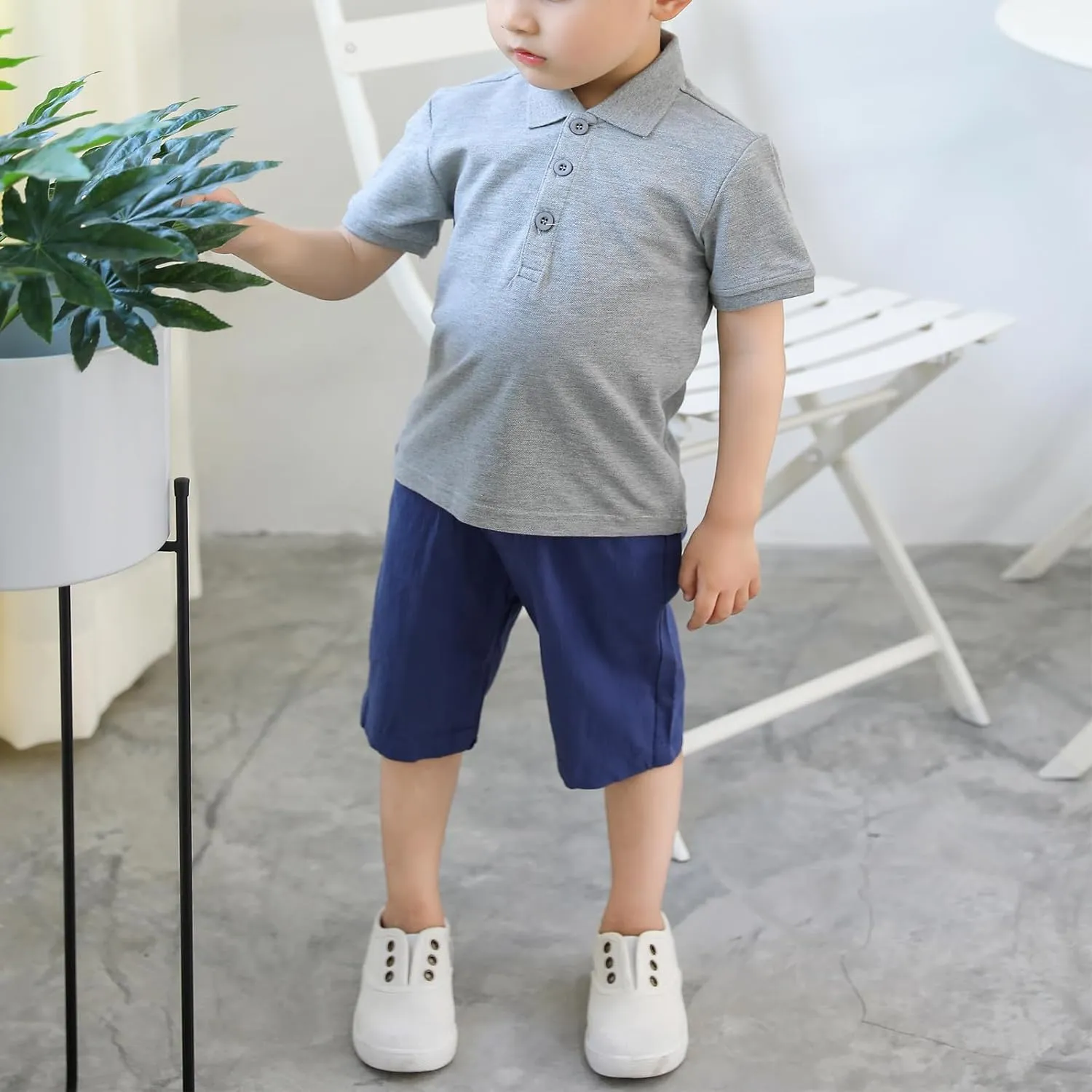 Baby Kids Boy Girl Solid Casual Short Sleeve Polo Shirt Pullover Tops Cute Shirts 1-7T