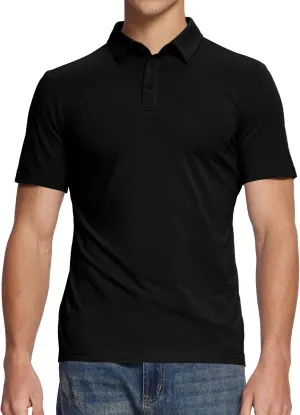 BAMBOO COOL Men's Polo Shirts Slim Fit Moisture Wicking Golf Shirts Performance Short Sleeve for Men