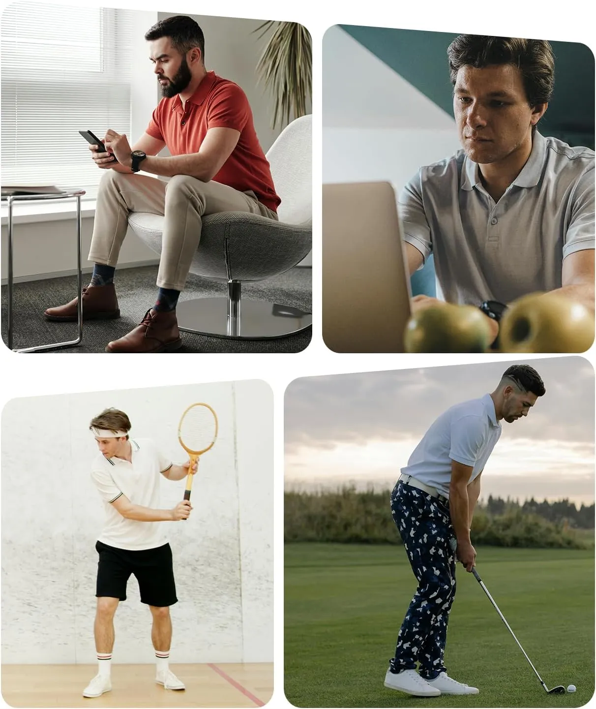 BAMBOO COOL Men's Polo Shirts Slim Fit Moisture Wicking Golf Shirts Performance Short Sleeve for Men