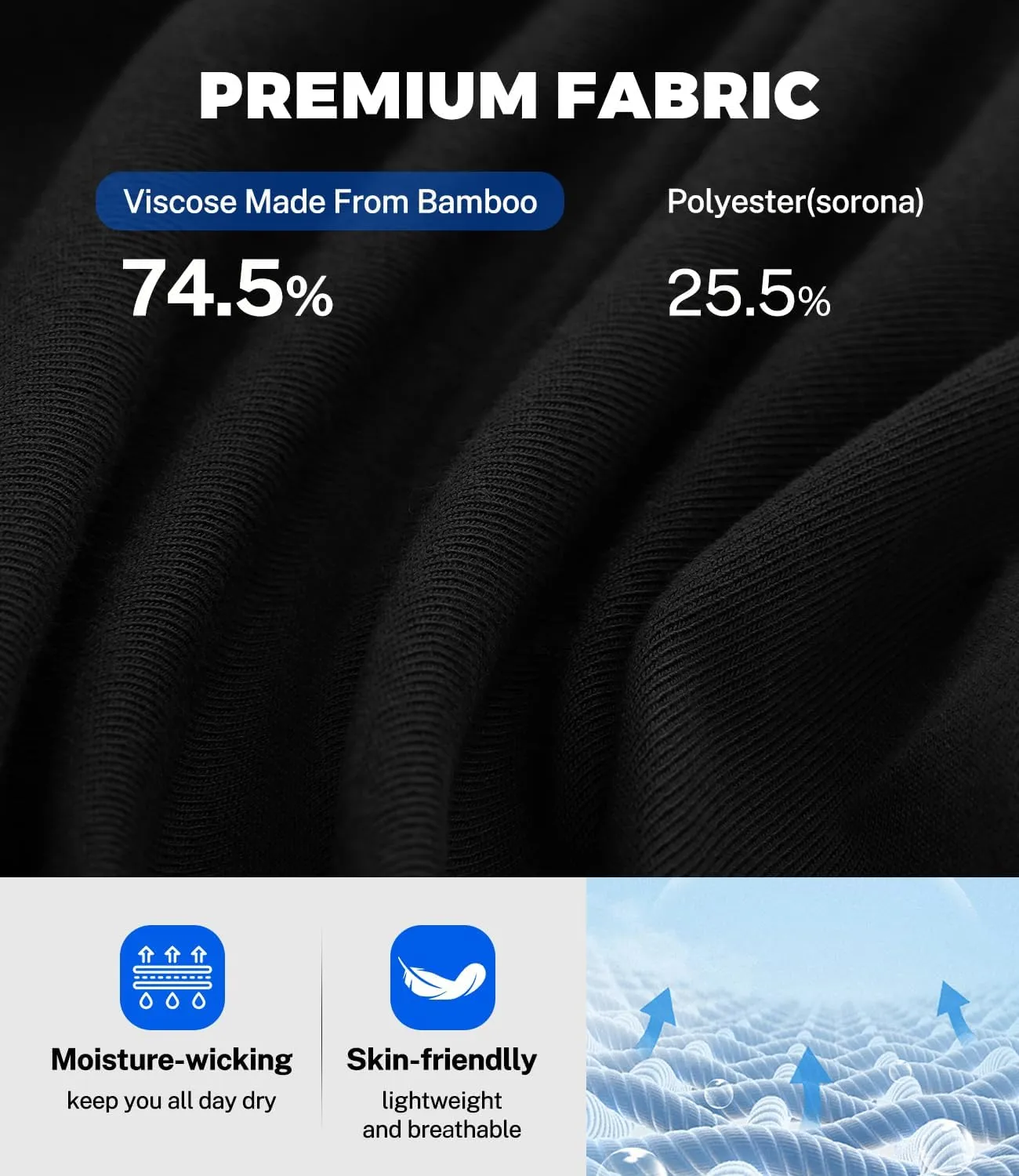 BAMBOO COOL Men's Polo Shirts Slim Fit Moisture Wicking Golf Shirts Performance Short Sleeve for Men