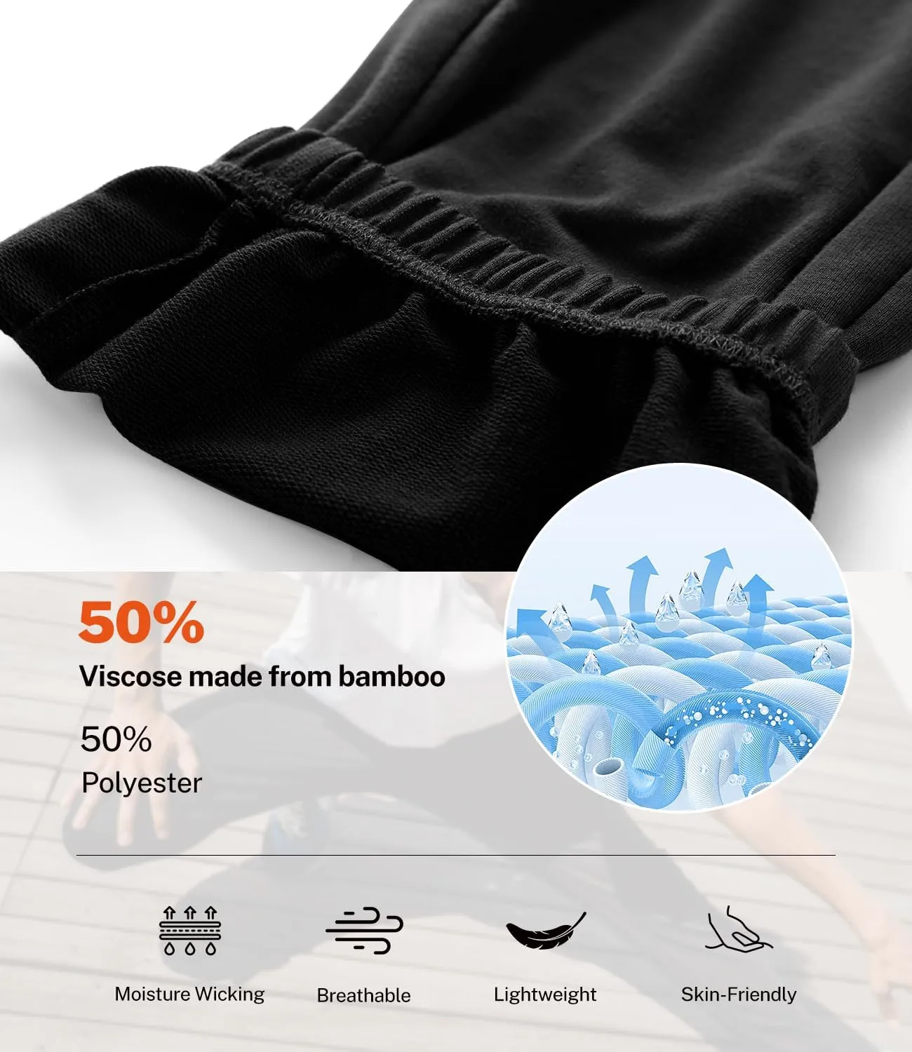 BAMBOO COOL Mens Sweatpants Lightweight Athletic Pants for Workout Jogging Running Gym Dry Loose-fit Tapered Joggers