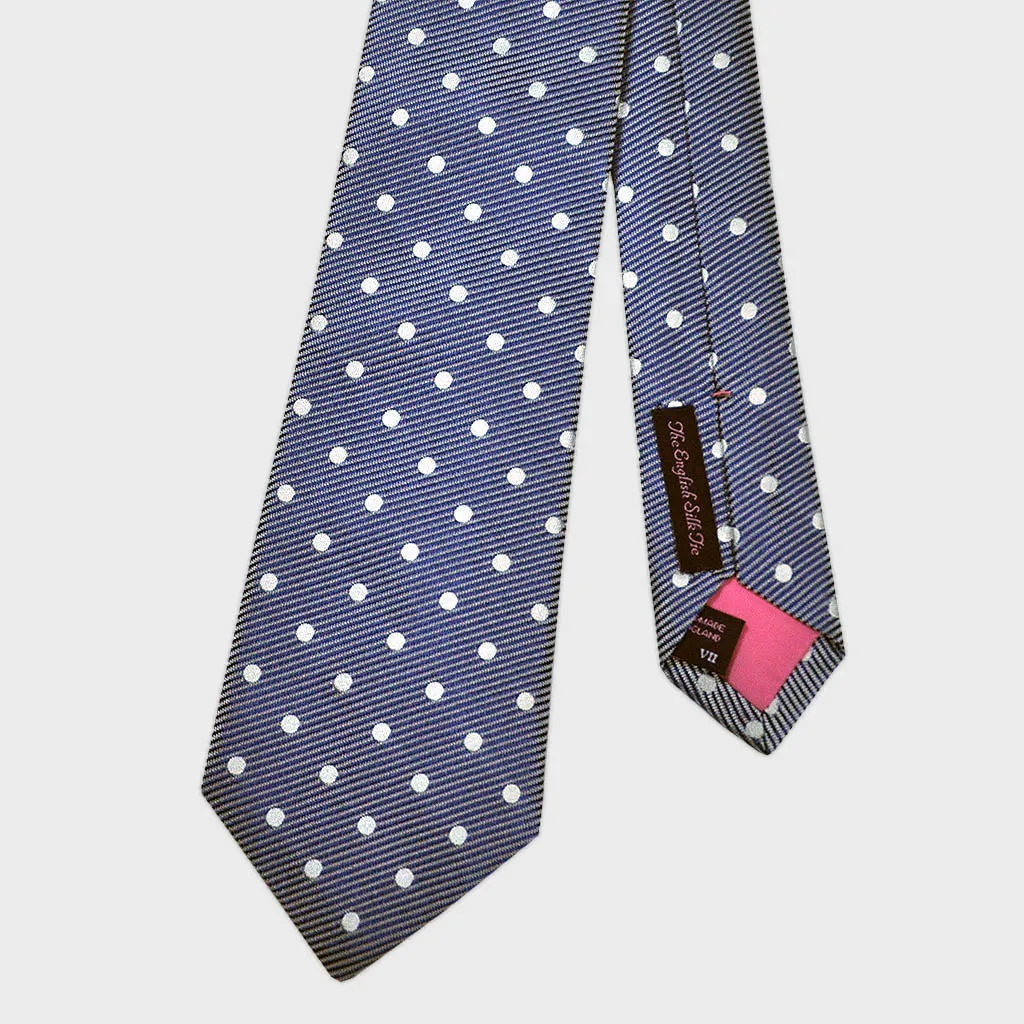 Classic Polka Dot Super Reppe Silk Tie in Mellow Blue