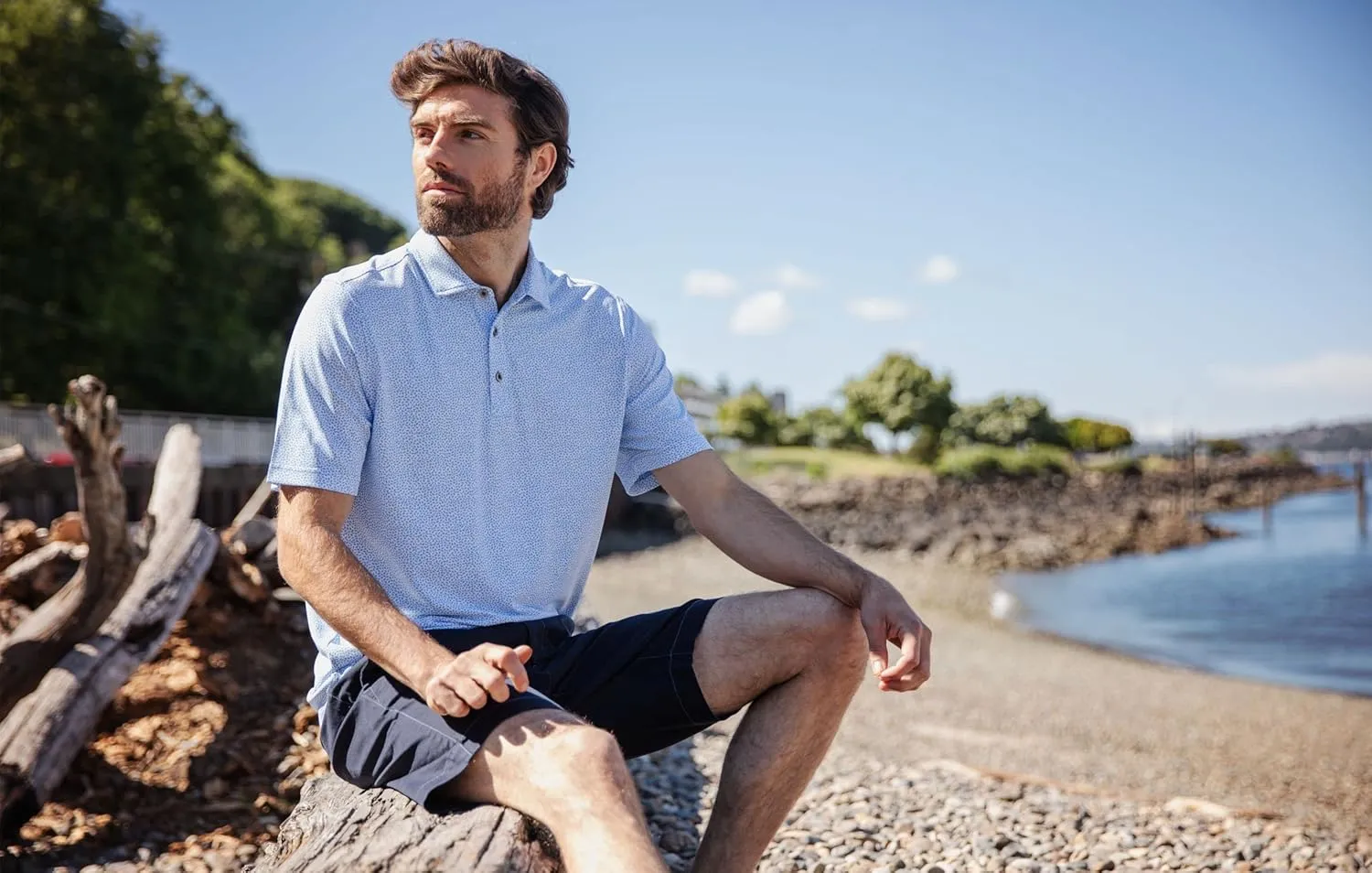 Cutter & Buck Virtue Eco Pique Botanical Print Recycled Mens Polo