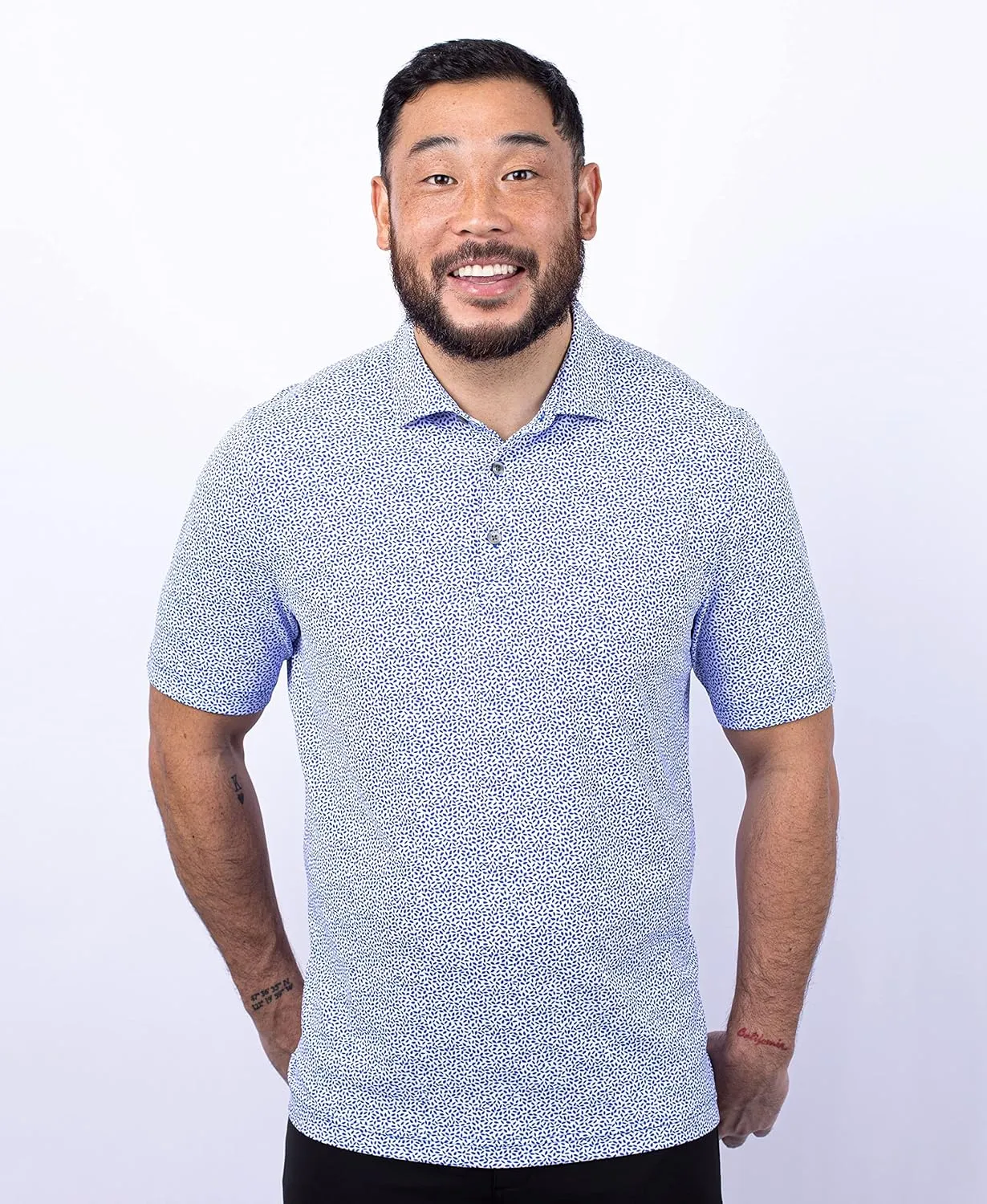 Cutter & Buck Virtue Eco Pique Botanical Print Recycled Mens Polo