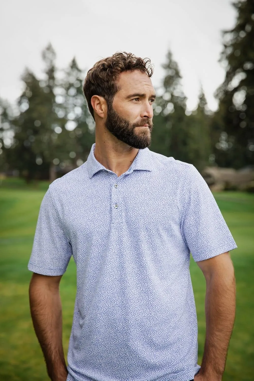 Cutter & Buck Virtue Eco Pique Botanical Print Recycled Mens Polo