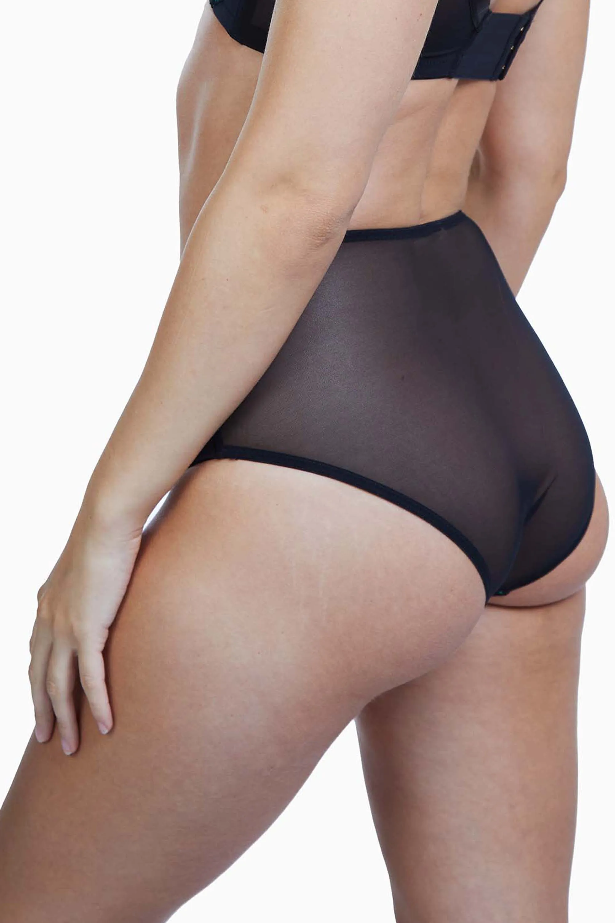 Elsie Emerald Lace High Waisted Brief