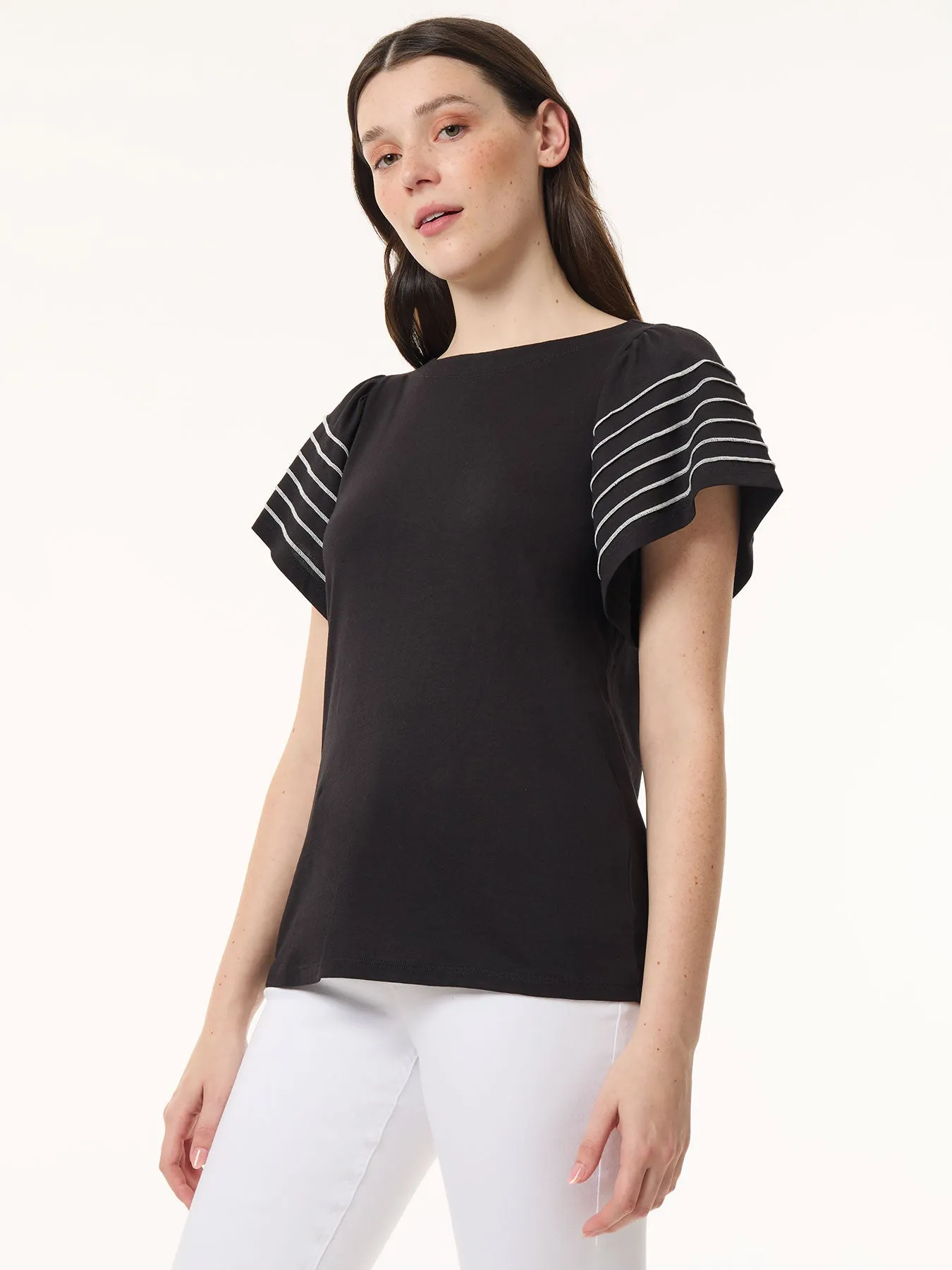 Flutter Short-Sleeve Top, Cotton Modal
