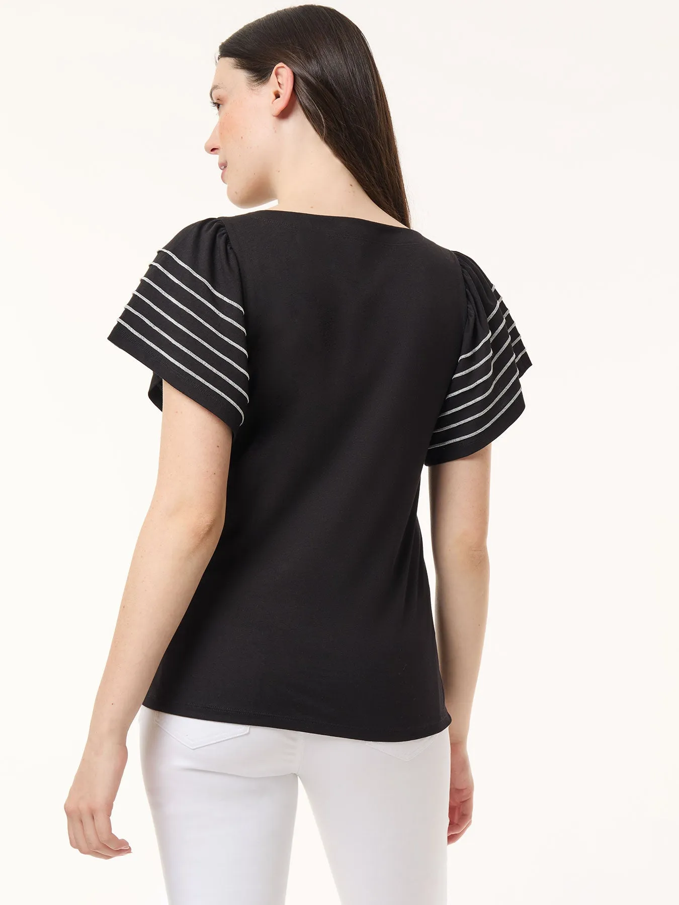 Flutter Short-Sleeve Top, Cotton Modal