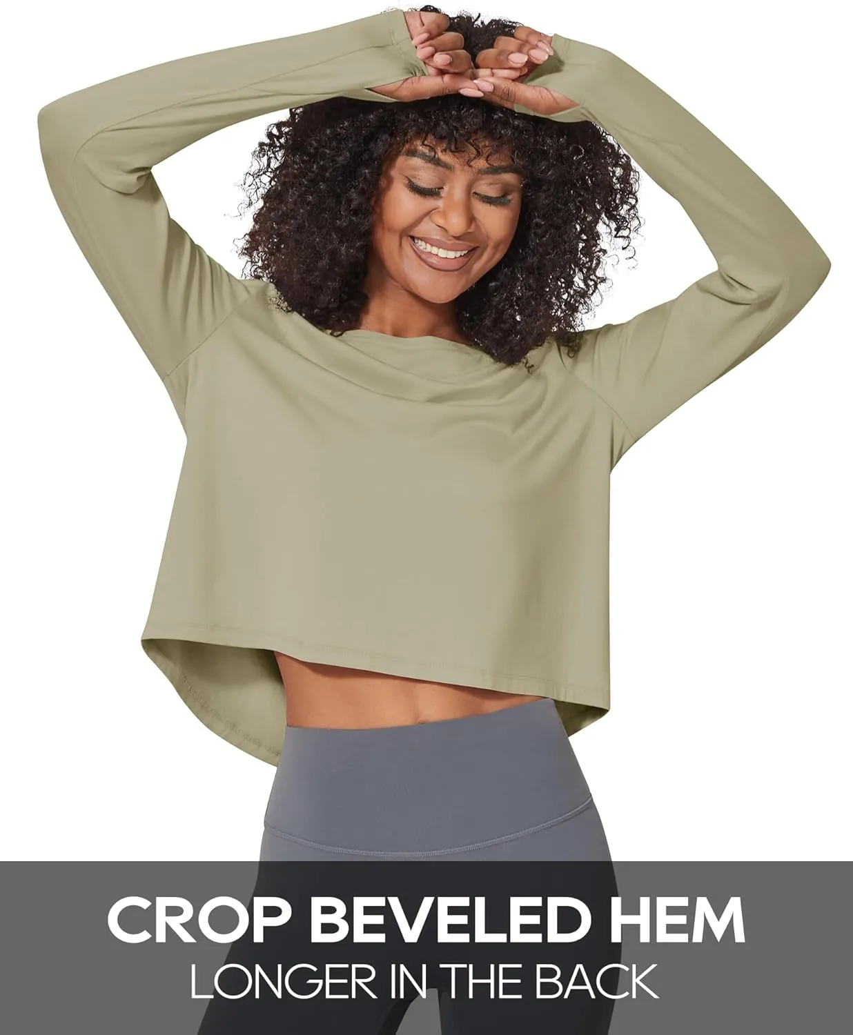 G4Free Long Sleeve Crop Top for Women Athletic Gym Workout Tops Loose Cropped T-Shirts