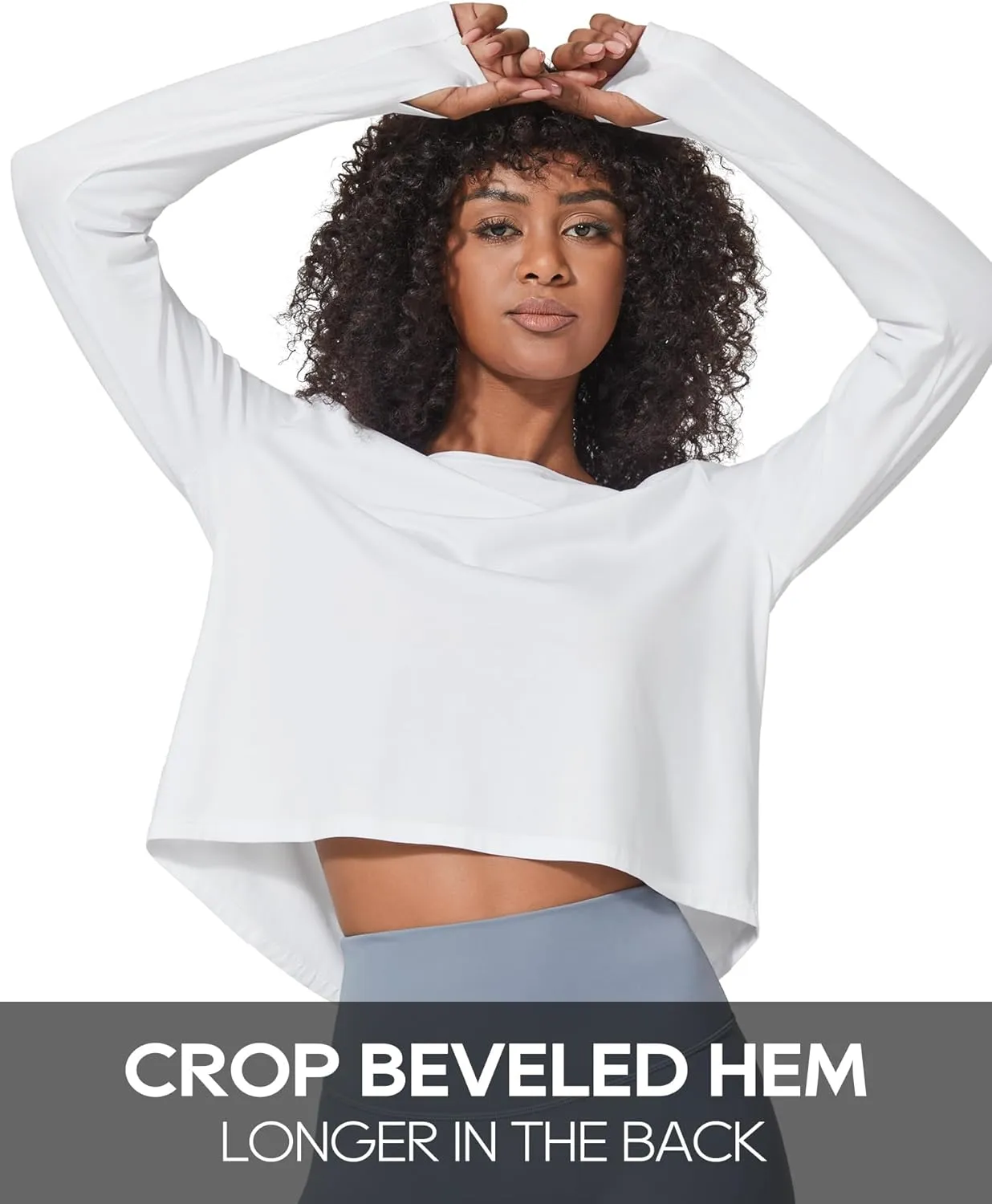 G4Free Long Sleeve Crop Top for Women Athletic Gym Workout Tops Loose Cropped T-Shirts