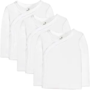 HonestBaby Baby 100% Organic Cotton Long Sleeve Side-Snap Kimono Tops (3 Pack)
