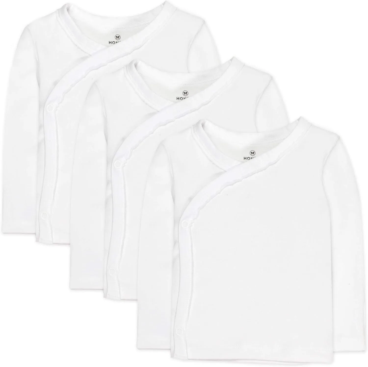 HonestBaby Baby 100% Organic Cotton Long Sleeve Side-Snap Kimono Tops (3 Pack)