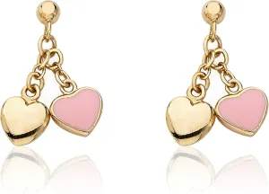 Kids Earring - 14k Gold-Plated Double Dangle Earring - Surgical Steel Post For Sensitive Ears