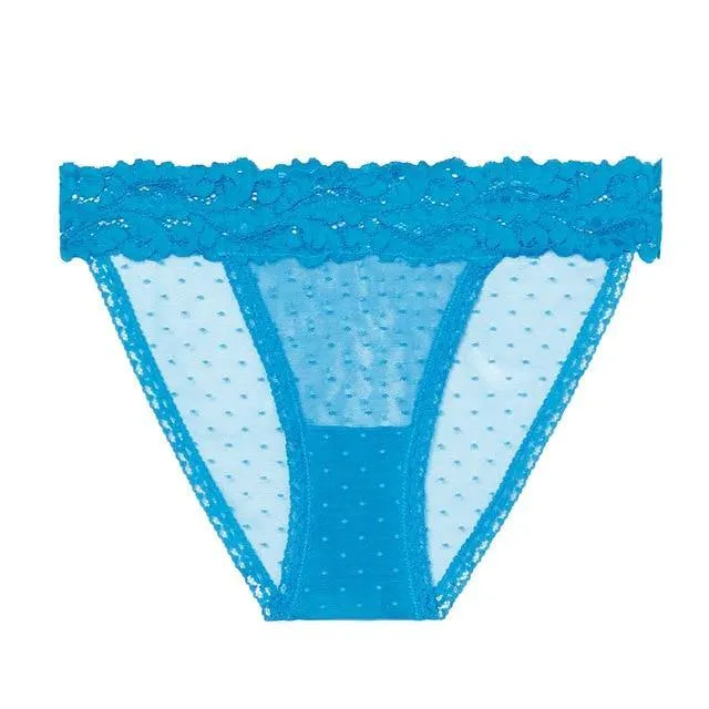 Lace Lingerie Dot Mesh Low-waist Soft Underwear G String Thong Transparent Panties