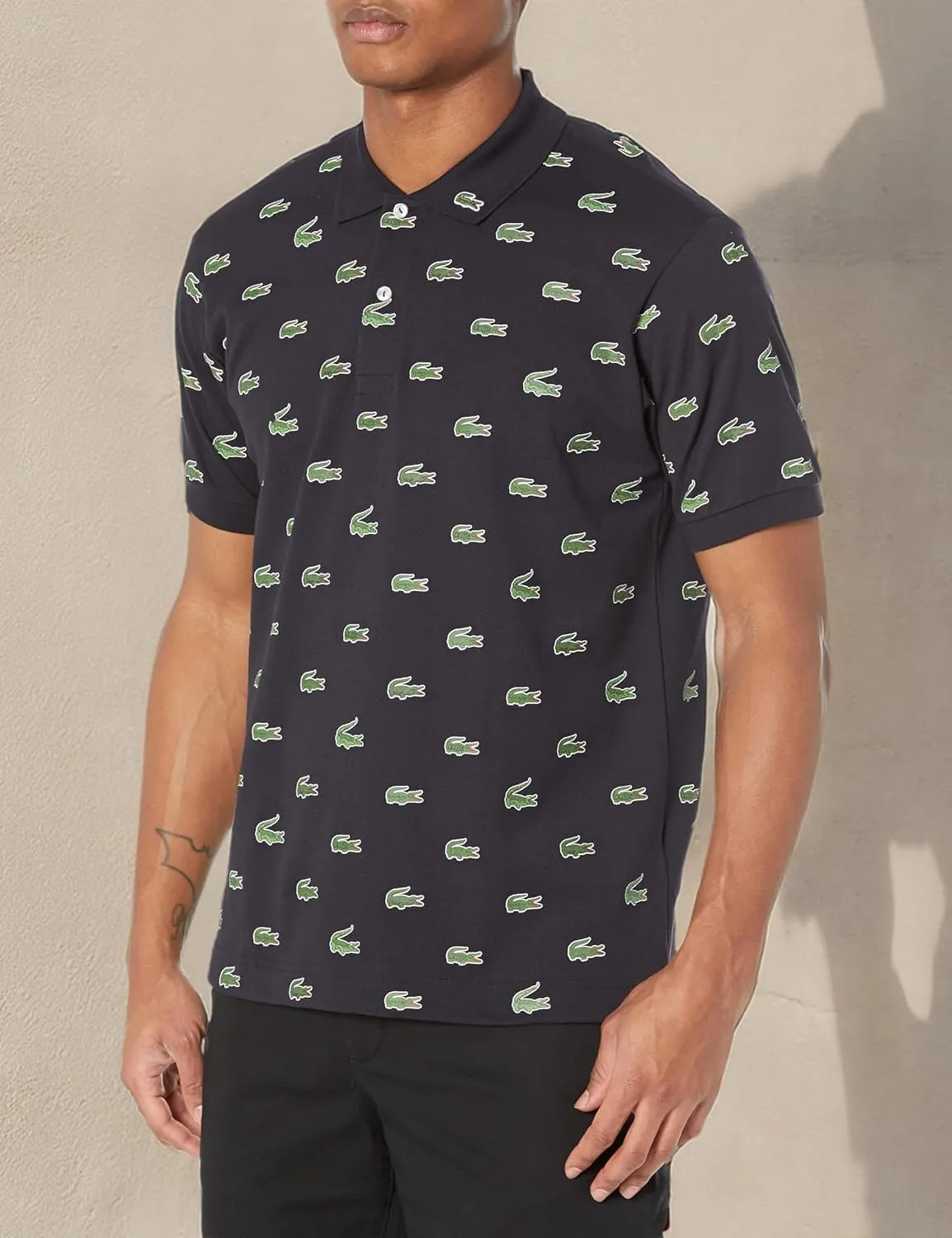 Lacoste Mens Short Sleeve Allover Croc Polo Shirt