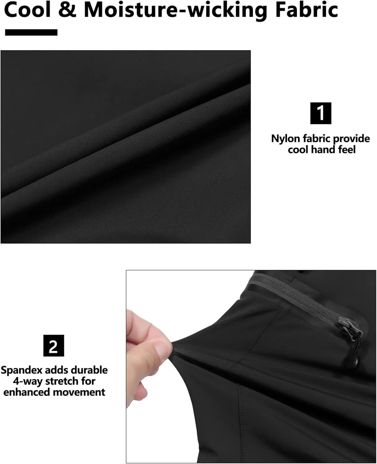Little Donkey Andy Mens Ultra-Stretch Quick Dry Lightweight Bermuda Shorts Drawstring Zipper Pocket Hiking Travel Golf