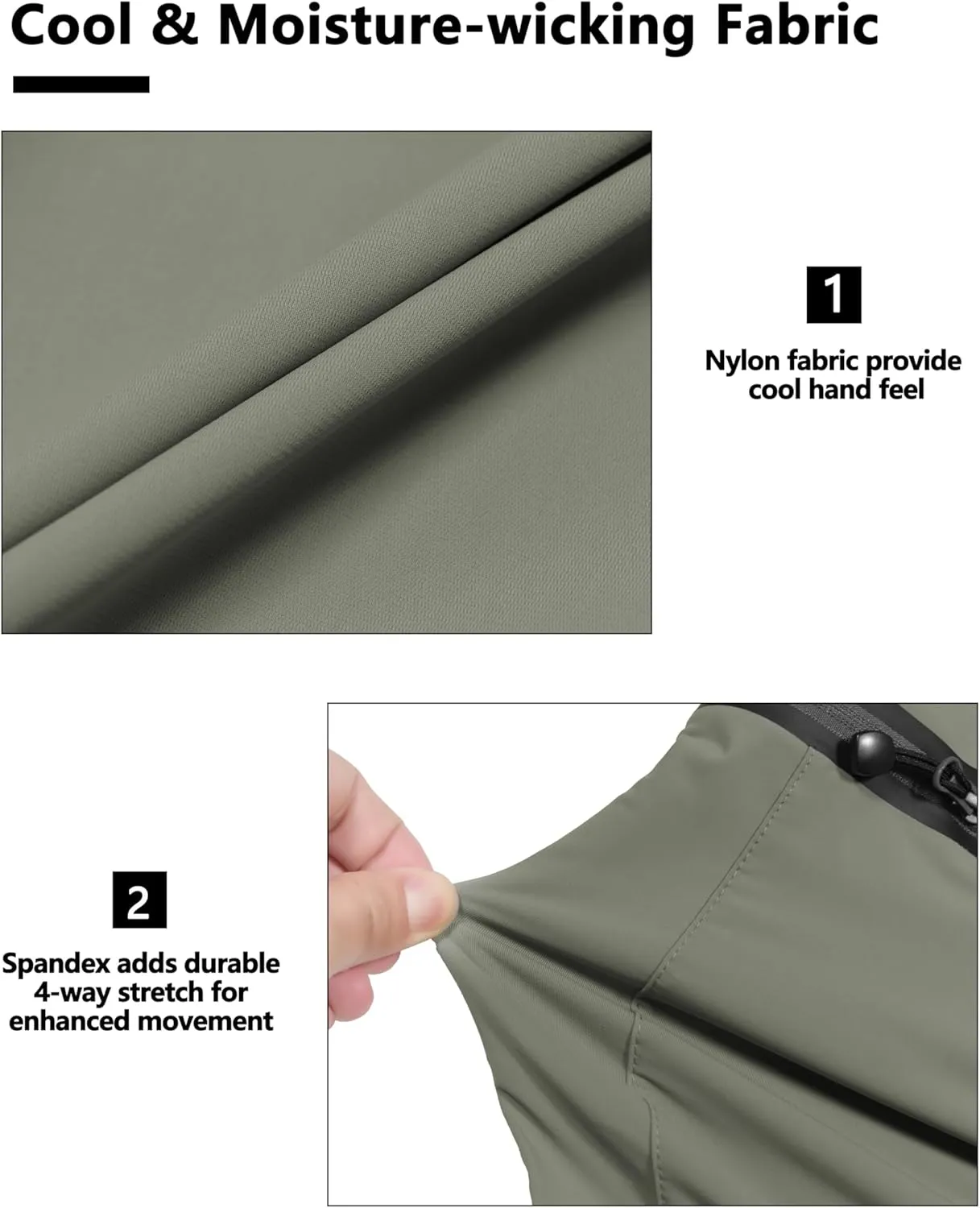 Little Donkey Andy Mens Ultra-Stretch Quick Dry Lightweight Bermuda Shorts Drawstring Zipper Pocket Hiking Travel Golf
