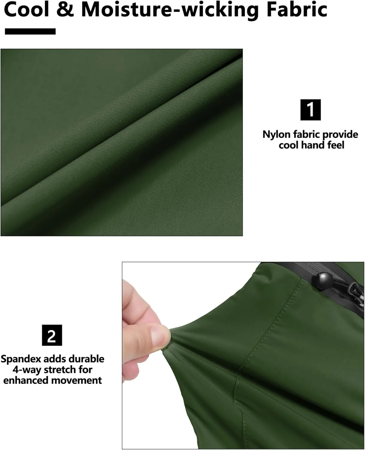 Little Donkey Andy Mens Ultra-Stretch Quick Dry Lightweight Bermuda Shorts Drawstring Zipper Pocket Hiking Travel Golf