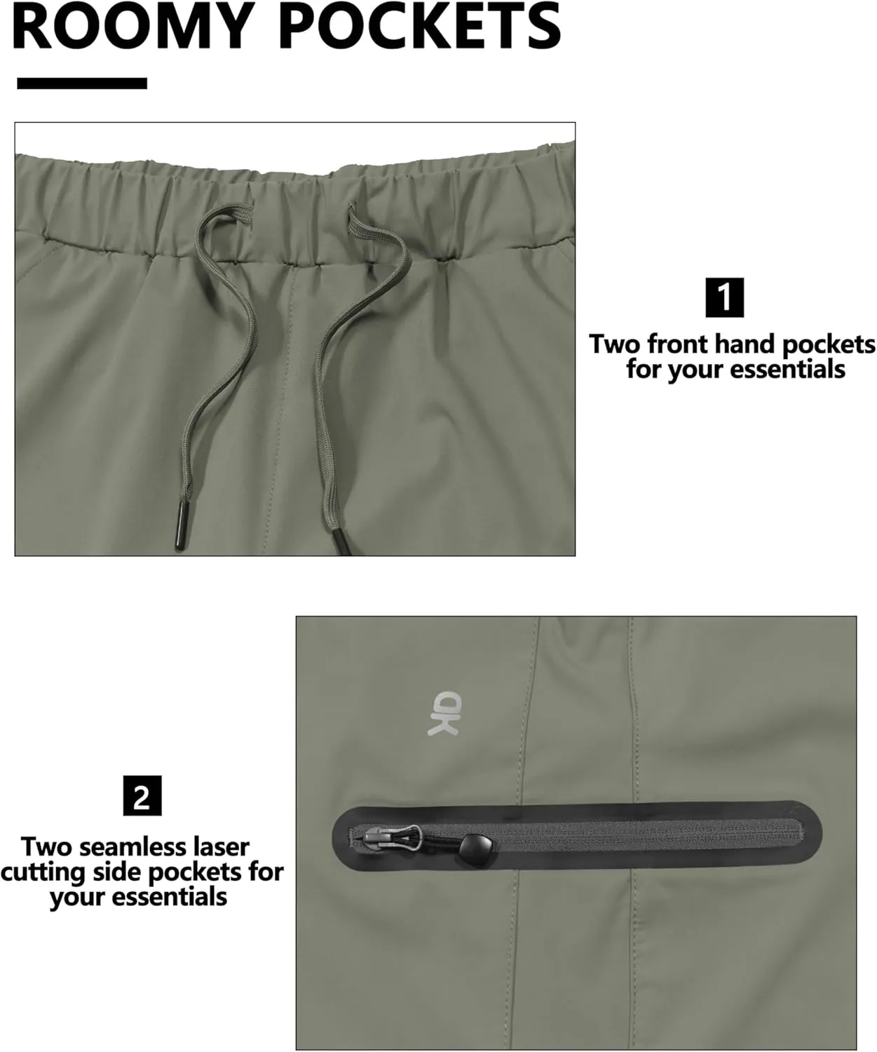 Little Donkey Andy Mens Ultra-Stretch Quick Dry Lightweight Bermuda Shorts Drawstring Zipper Pocket Hiking Travel Golf