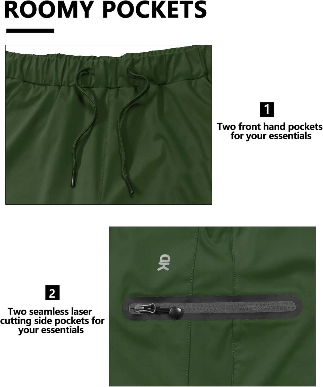 Little Donkey Andy Mens Ultra-Stretch Quick Dry Lightweight Bermuda Shorts Drawstring Zipper Pocket Hiking Travel Golf