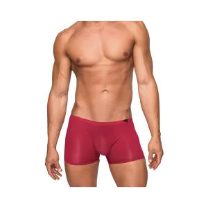 Male Power Seamless Sleek Sleek Short W/sheer Pouch Wine Large