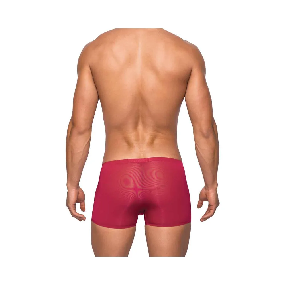 Male Power Seamless Sleek Sleek Short W/sheer Pouch Wine Large