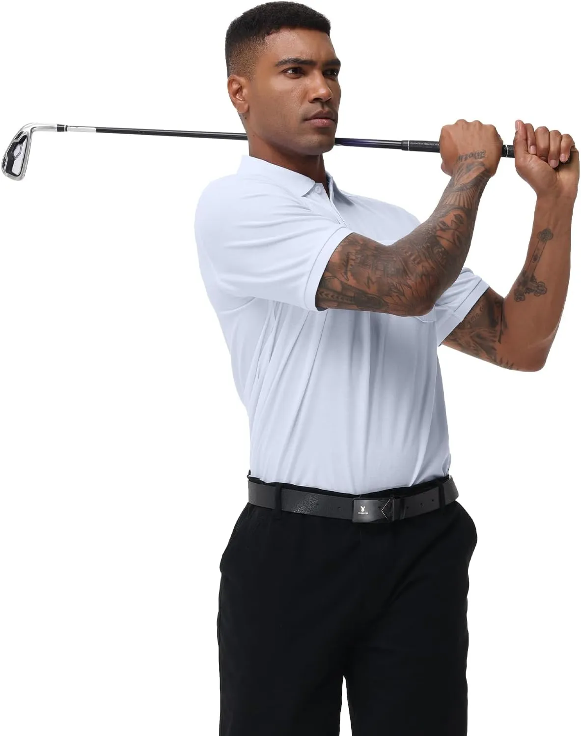 Men's Short Sleeve Polo Shirt Moisture Wicking Performance Dry Fit Golf Polo with Pocket