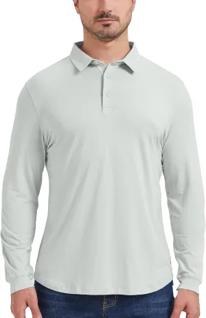netdraw Mens Lightweight Bamboo Viscose Polo Ultra Soft Curved Hem UPF 50  Casual Collared Golf Shirt