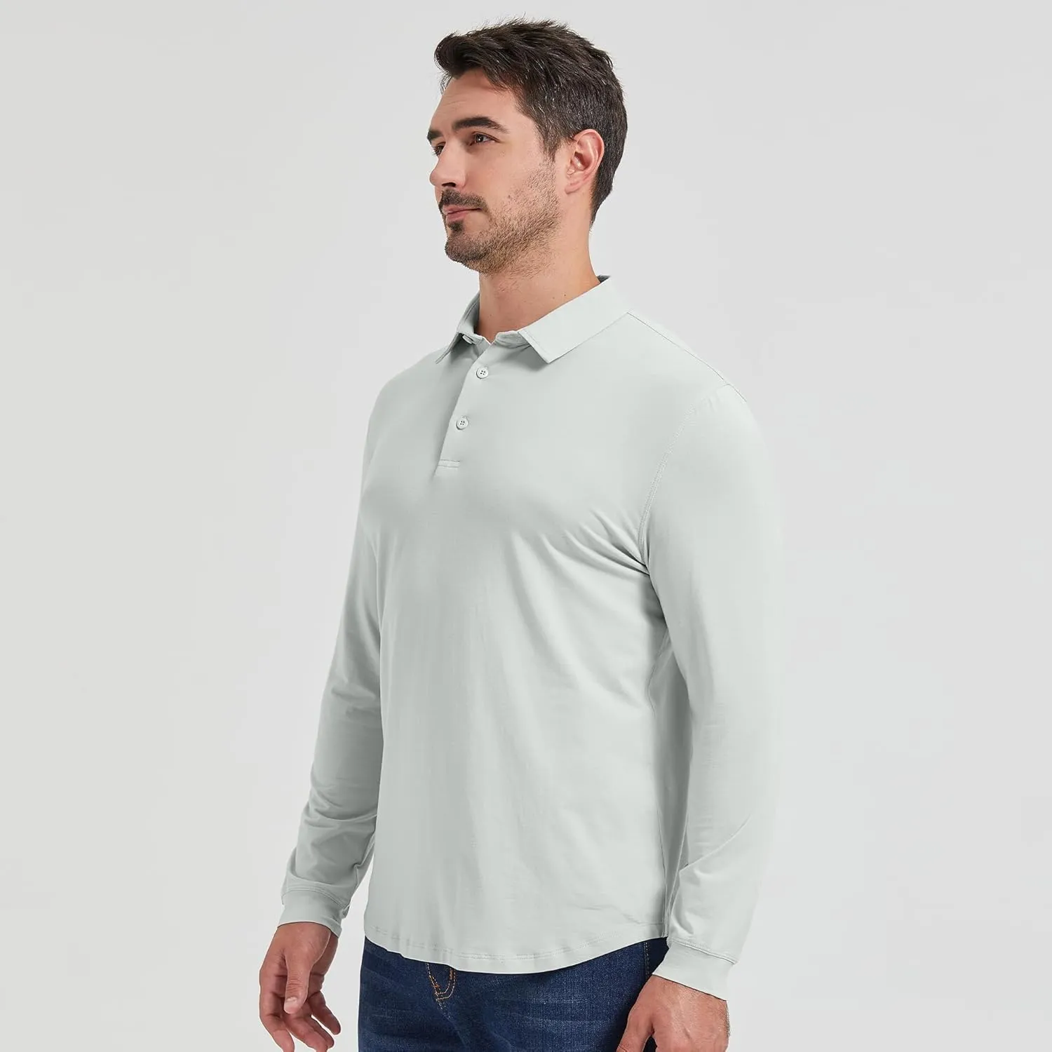 netdraw Mens Lightweight Bamboo Viscose Polo Ultra Soft Curved Hem UPF 50  Casual Collared Golf Shirt