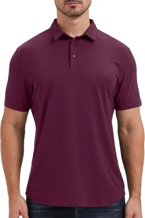 netdraw Mens Lightweight Bamboo Viscose Polo Ultra Soft Curved Hem UPF 50  Casual Collared Golf Shirt