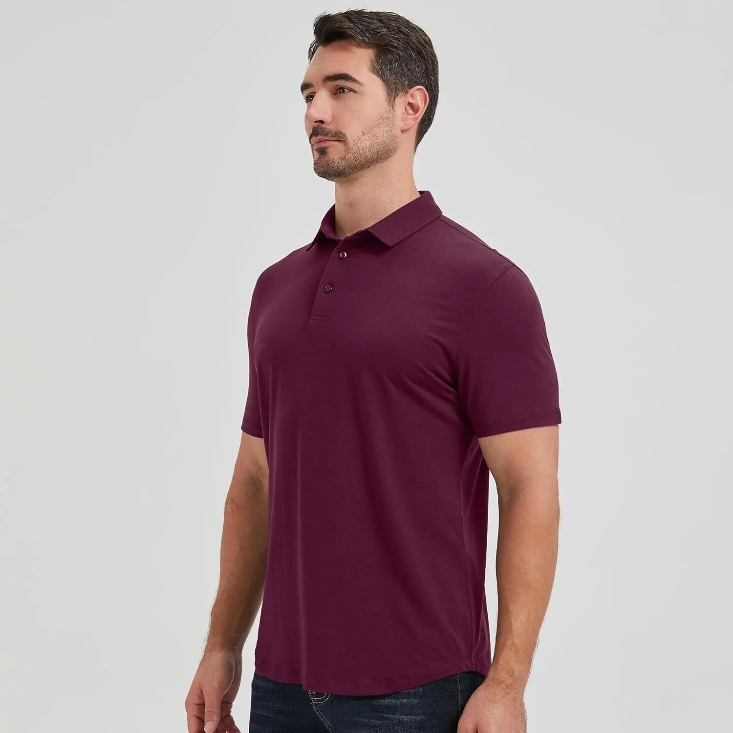 netdraw Mens Lightweight Bamboo Viscose Polo Ultra Soft Curved Hem UPF 50  Casual Collared Golf Shirt