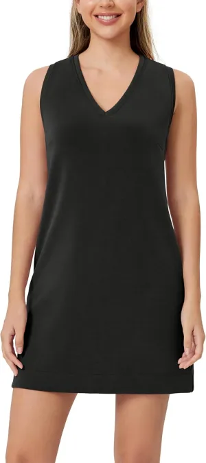 ODODOS Modal Soft V-Neck Tank Dress for Women Sleeveless Sundress Casual Relaxed Summer Dress with Pocket