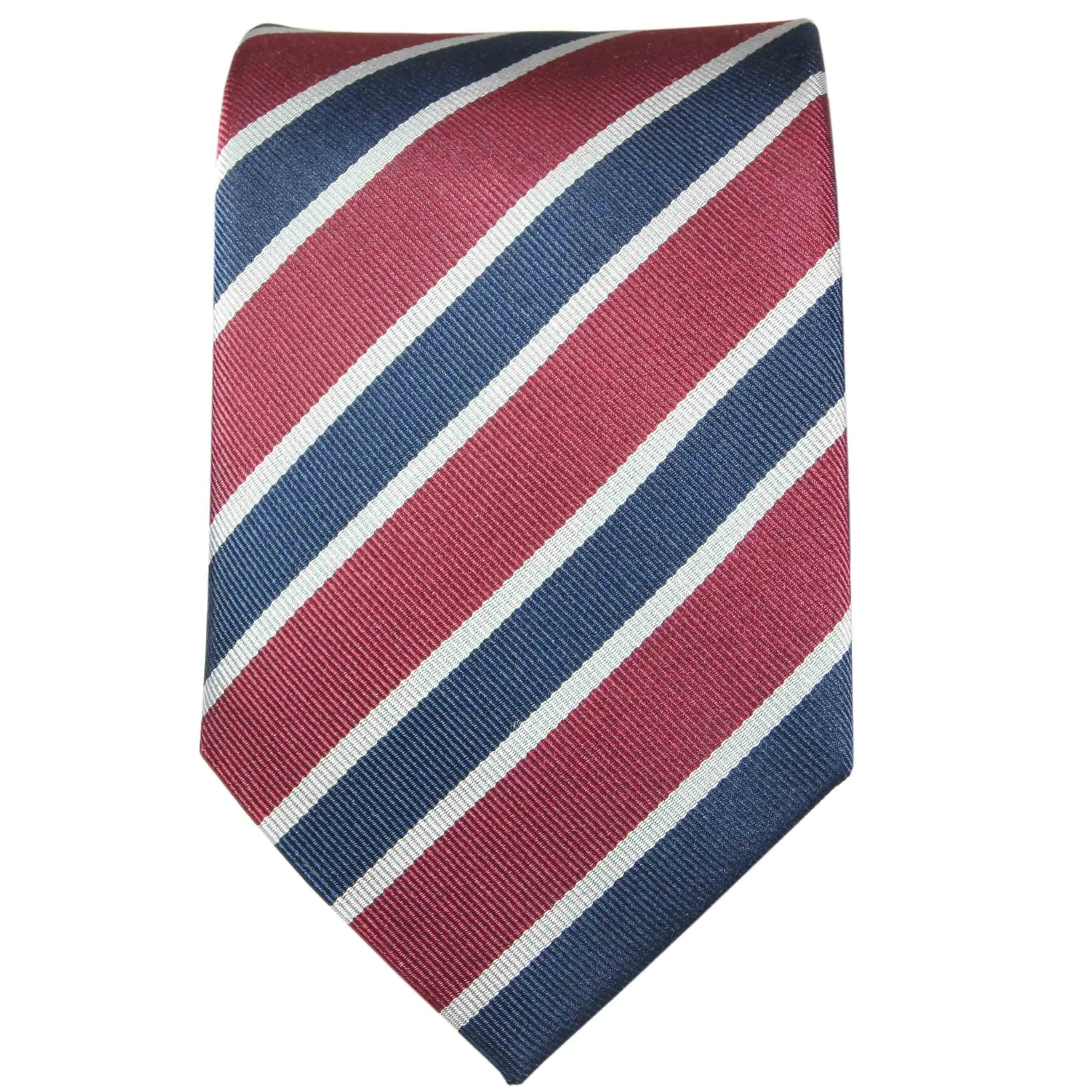 Red and Navy Striped Silk Necktie Set by Paul Malone