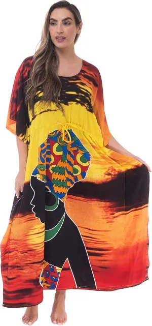 Riviera Sun African Print Dashiki Maxi Caftan for Women