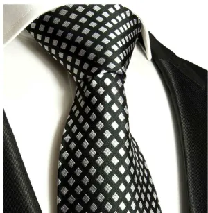 Slim Black and Silk Diamond Silk Tie
