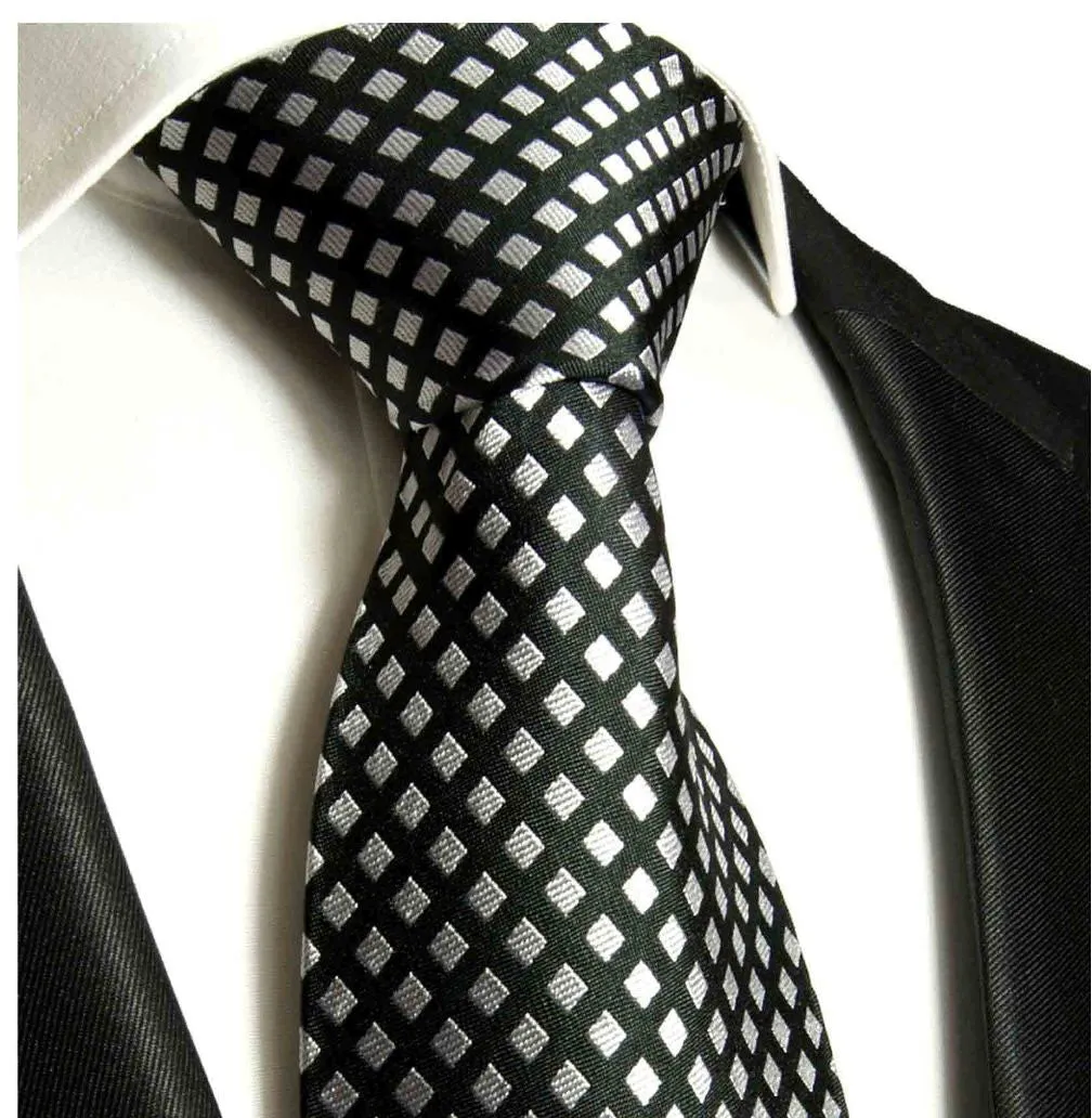 Slim Black and Silk Diamond Silk Tie