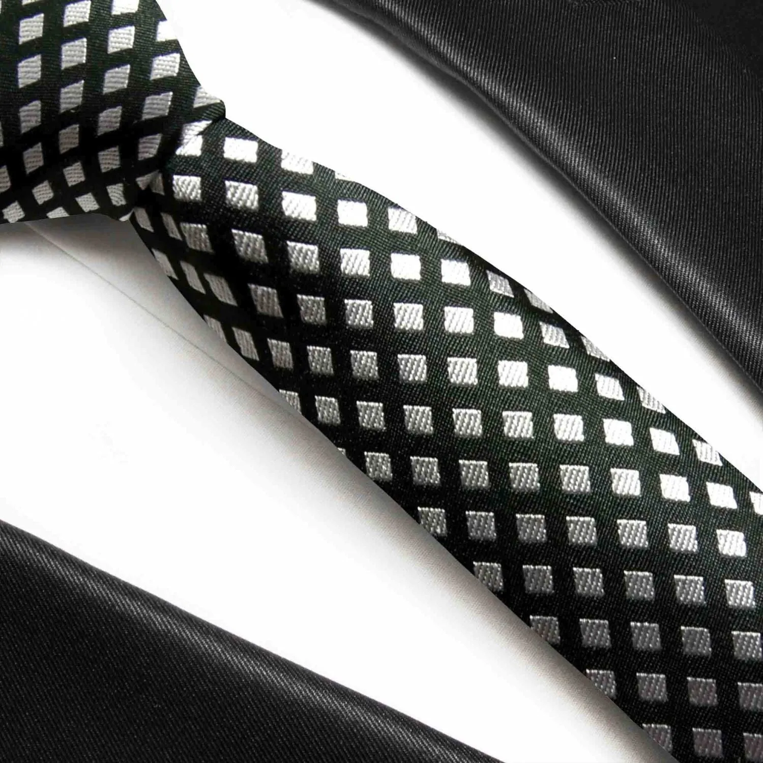 Slim Black and Silk Diamond Silk Tie