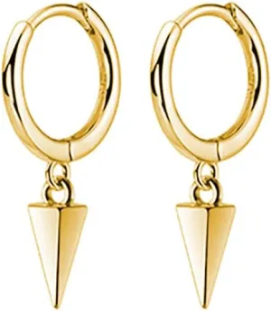 SLUYNZ 925 Sterling Silver Spike Hoop Earrings for Women Teen Girls Geometric Huggie Earrings Dangle
