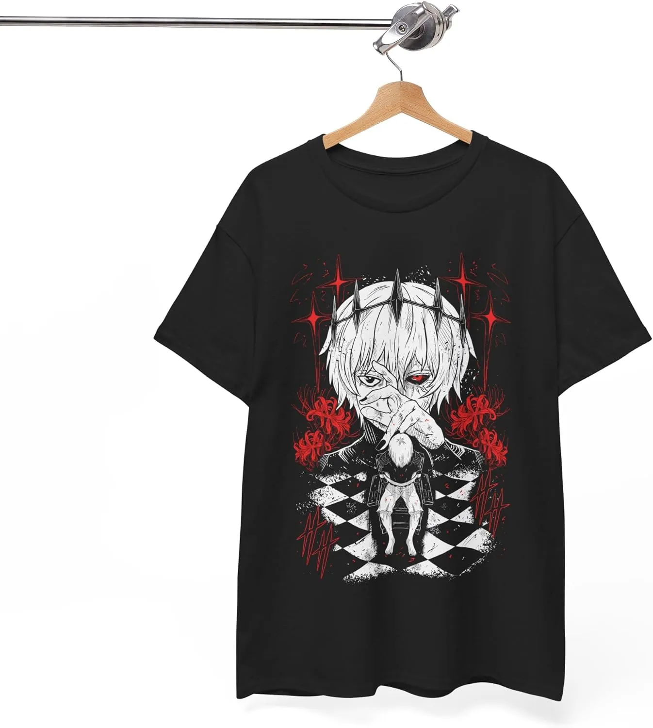 Tokyo Anime Ghoul T Shirt, Ken Kaneki Shirt Bold Masked Character Striking Monochrome Dark Fantasy Aesthetic Unisex T-Shirt
