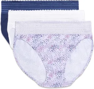 Warner's Women's Blissful Benefits Dig-Free Comfort Waistband with Lace Microfiber Hi-Cut 3-Pack 5109w