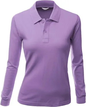 Women's Luxurious Solid Long Sleeves PK Polo Shirt