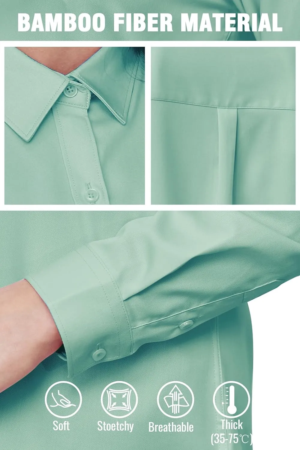 Wrinkle Free Womens Button Down Shirts for Women Long Sleeve Stretch Business Office Formal Work Blouses Tops